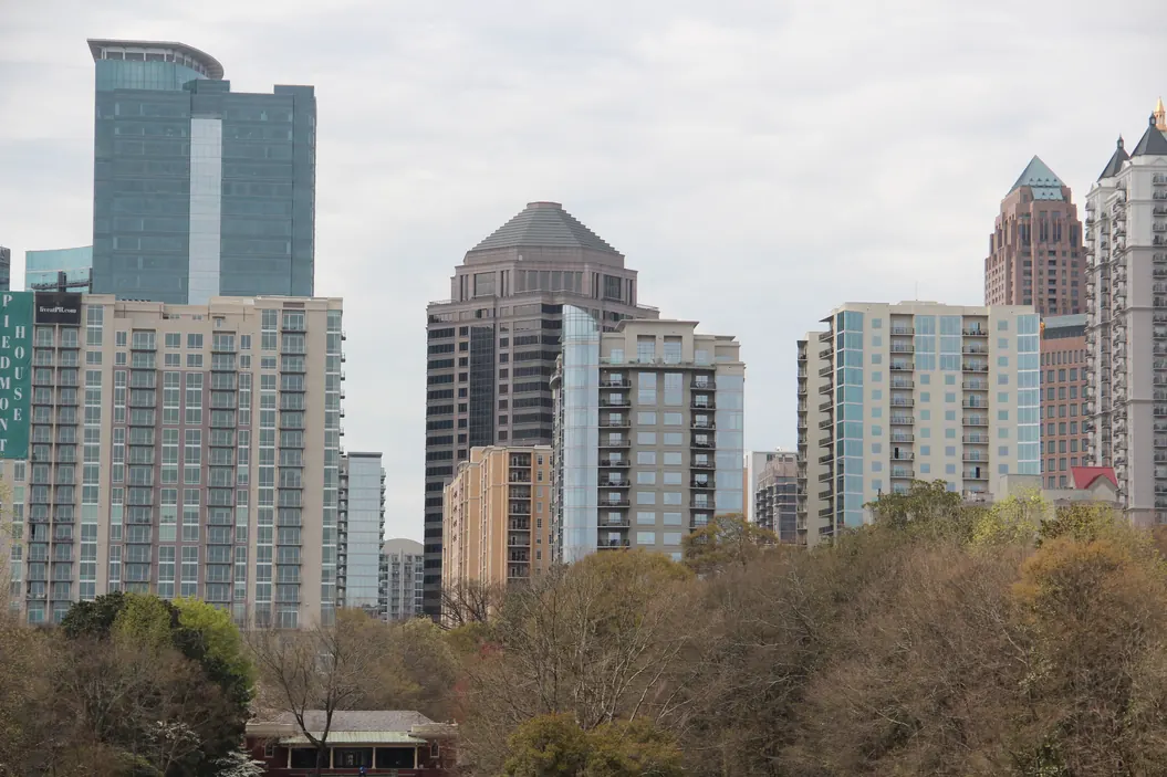 Midtown Atlanta skyline seen from Piedmont Park in March 2018